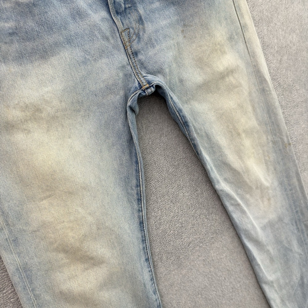 Levis 501 Selvedge Denim Jeans Men 34x34 Light Wash Button Fly Distressed Modern - Picture 4 of 16